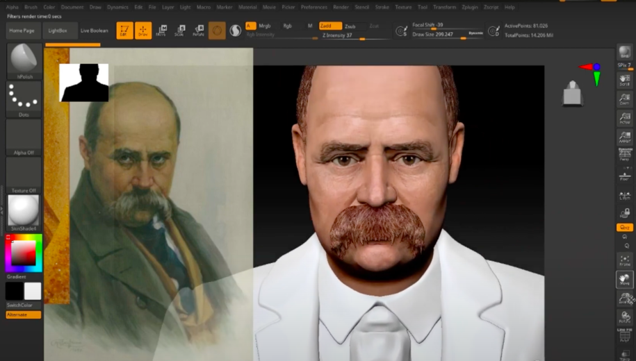 STAGES OF CREATION OF TARAS SHEVCHENKO IN 3D